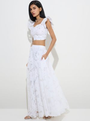 Vark White Embellished Cotton-Blend Blouse