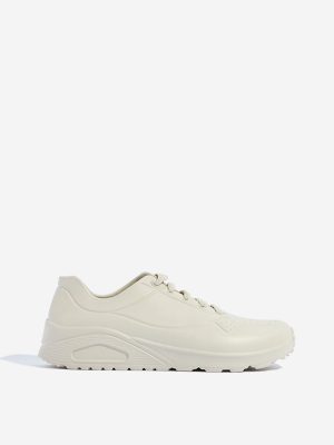 LUNA BLU Ivory Perforated Lace-Up Sneakers