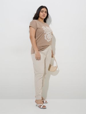 Gia Beige Mid-Rise Denim Jeggings