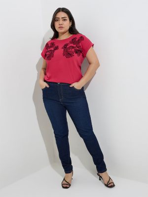 Gia Dark Blue Slim-Fit High-Rise Jeans