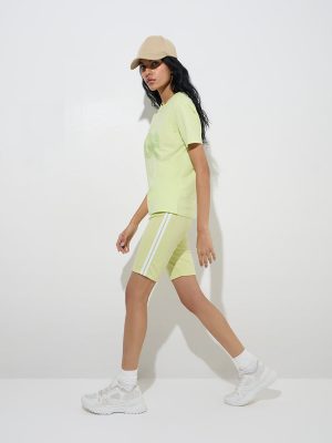 Studiofit Lime Striped High-Rise Biker Shorts