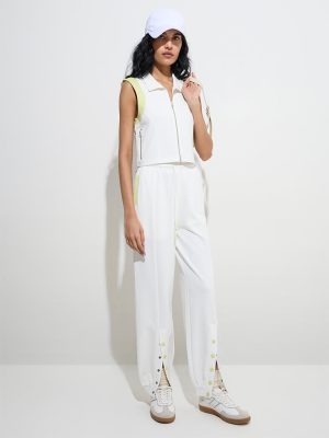 Studiofit White High-Rise Cotton-Blend Joggers