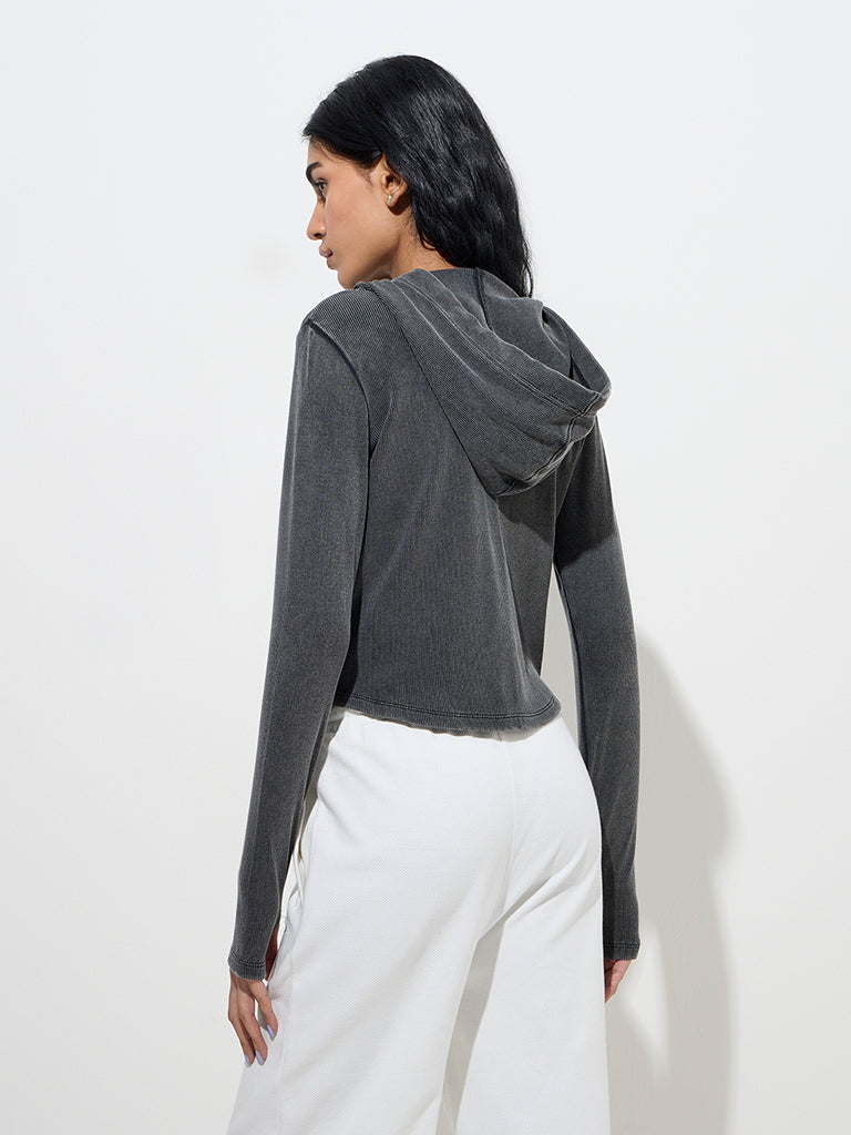 Studiofit Charcoal Ribbed Cotton-Blend Jacket - Image 4