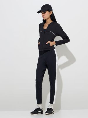 Studiofit Black Ribbed-Textured Jacket