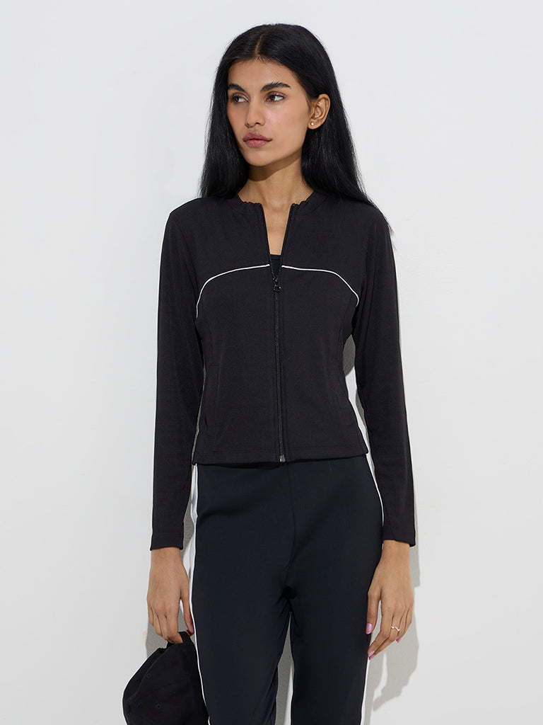 Studiofit Black Ribbed-Textured Jacket - Image 2