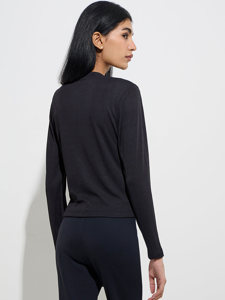 Studiofit Black Ribbed-Textured Jacket - Image 4