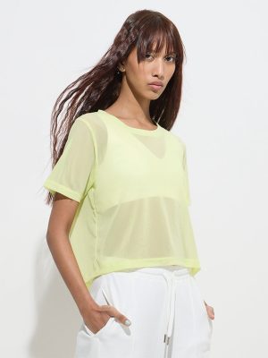 Studiofit Neon Mesh-Detailed T-Shirt
