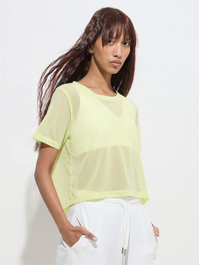 Studiofit Neon Mesh-Detailed T-Shirt