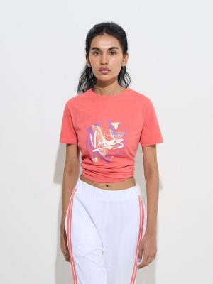 Studiofit Coral Printed Cotton T-Shirt