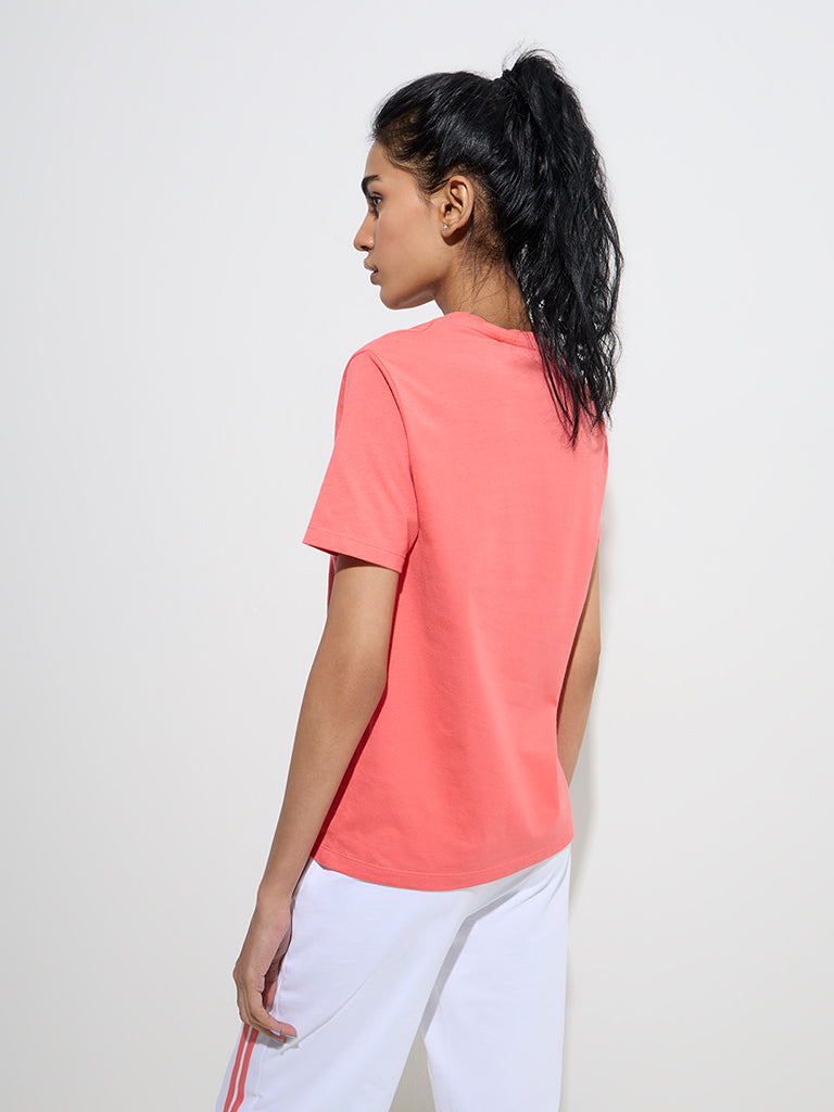 Studiofit Coral Printed Cotton T-Shirt - Image 4
