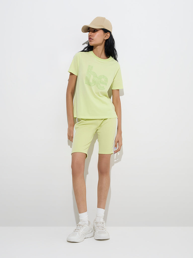 Studiofit Lime Text Printed Cotton T-Shirt - Image 3