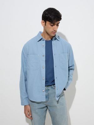 WES Casuals Blue Relaxed-Fit Cotton Jacket
