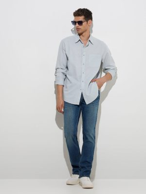 WES Casuals Dusty Sage Relaxed-Fit Cotton-Blend Shirt