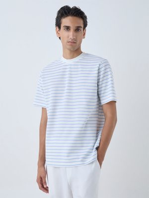 WES Casuals Light Blue Stripe Relaxed-Fit T-Shirt