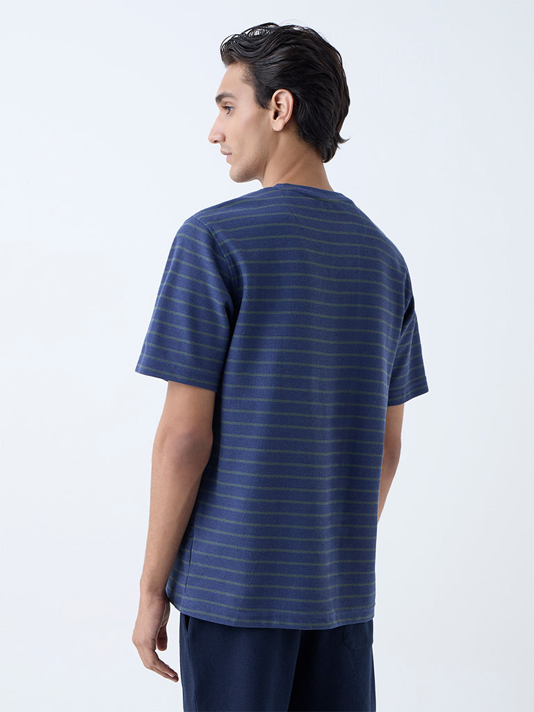 WES Casuals Dark Blue Stripe Relaxed-Fit T-Shirt - Image 5