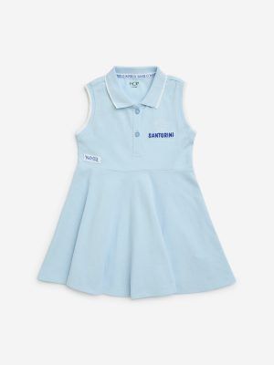 HOP Kids Light Blue Cotton Skater Dress