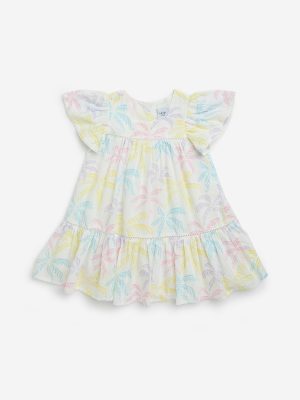 HOP Kids Multicolour Tropical Pattern Cotton A-Line Dress