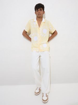 Y&F Kids Off-White Straight-Fit High-Rise Jeans