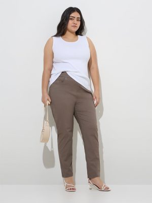 Gia Dark Brown Mid-Rise Cotton-Blend Jeggings