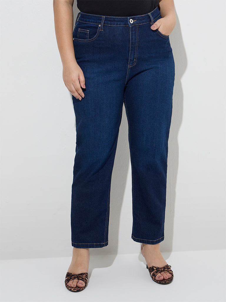Gia Dark Blue Slim-Fit High-Rise Jeans - Image 3