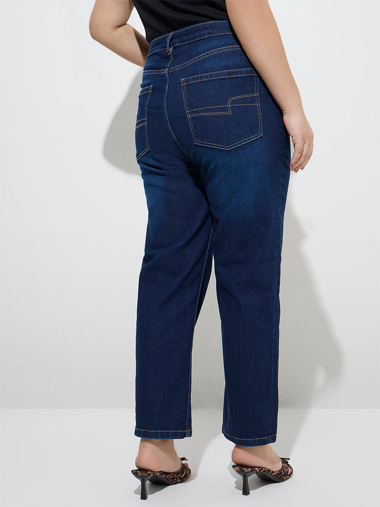 Gia Dark Blue Slim-Fit High-Rise Jeans - Image 4