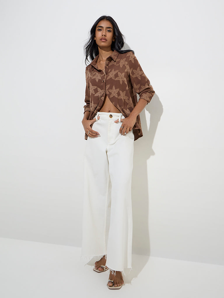 LOV Brown Floral Printed Shirt - Image 3