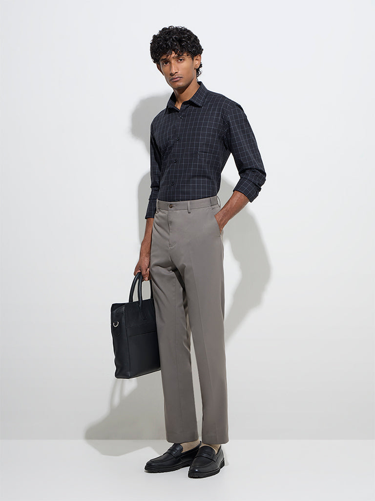 WES Formals Black Checks Design Relaxed-Fit Cotton Shirt - Image 3