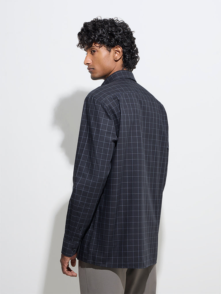 WES Formals Black Checks Design Relaxed-Fit Cotton Shirt - Image 4