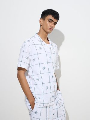 ETA White Embroidered Relaxed-Fit Cotton Shirt