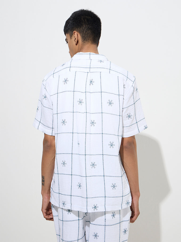 ETA White Embroidered Relaxed-Fit Cotton Shirt - Image 4