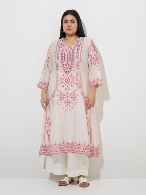 Diza Off-White Solid Palazzos