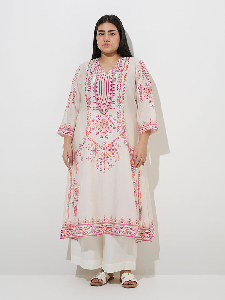 Diza Off-White Solid Palazzos