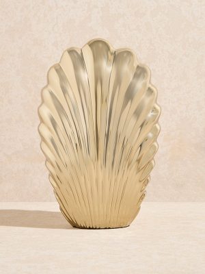 Westside Home Gold Scallop Detailed Metal Vase