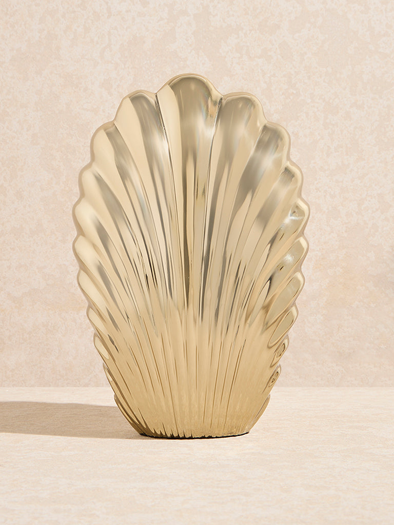 Westside Home Gold Scallop Detailed Metal Vase