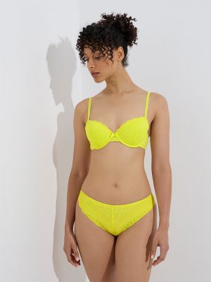 Wunderlove Lime Lace-Detailed Underwired Balconette Bra