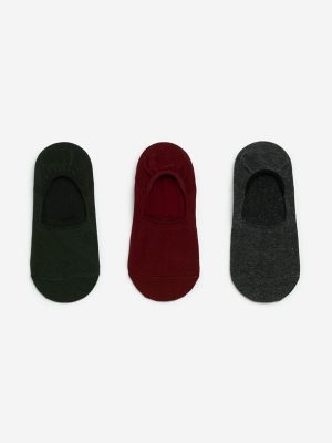 WES Lounge Olive Cotton-Blend No-Show Socks - Pack of 3