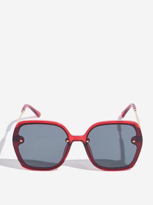 Westside Accessories Red & Black Oversized Sunglasses with Pouch