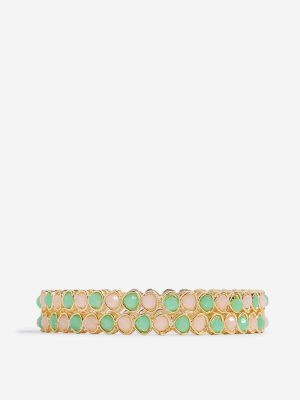 Westside Accessories Green & Blush Pink Bangle Set