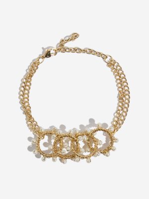 Westside Accessories Gold Plated Intertwined Pearl Bracelet