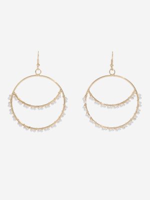 Westside Accessories Gold & White Pearlescent Drop Earrings