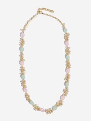 Westside Accessories Pink & Green Mogra Necklace
