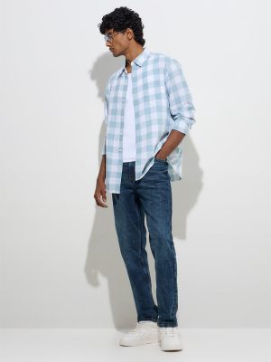 WES Casuals Light Blue Relaxed-Fit Cotton-Blend Shirt