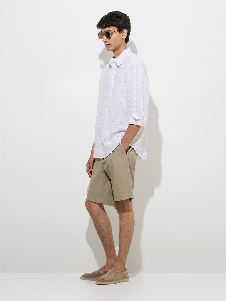 WES Casuals Off-White Relaxed-Fit Cotton-Blend Shirt