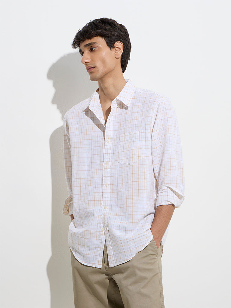 WES Casuals Off-White Relaxed-Fit Cotton-Blend Shirt - Image 2