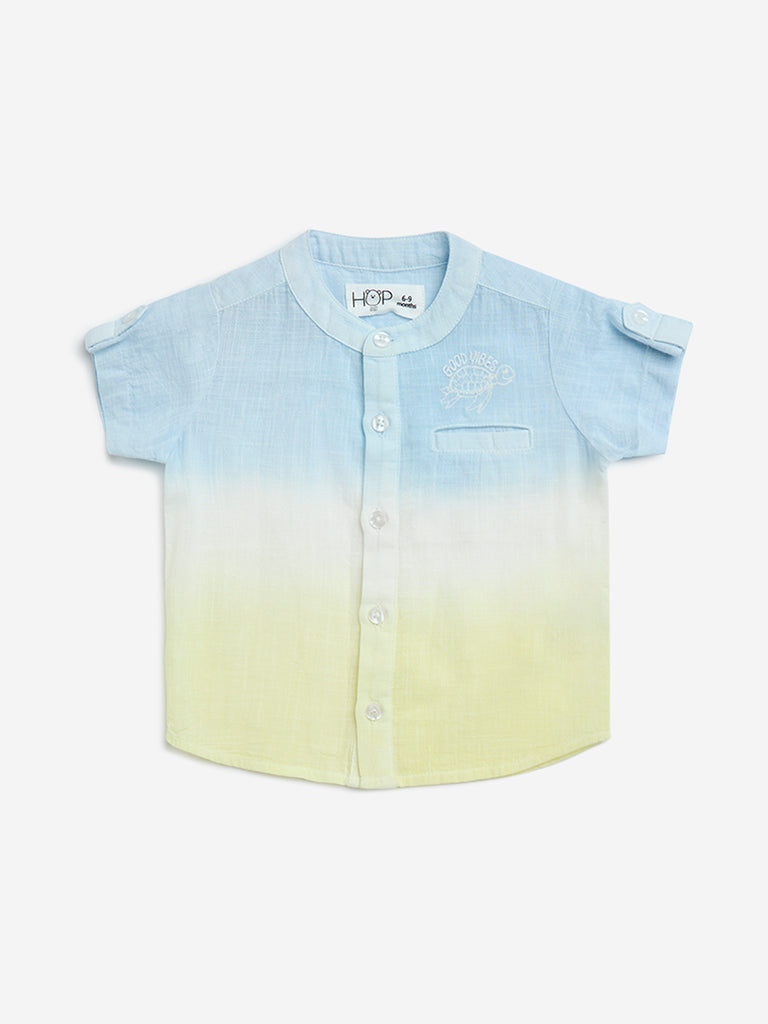 HOP Baby Blue Ombre-Finish Cotton Shirt