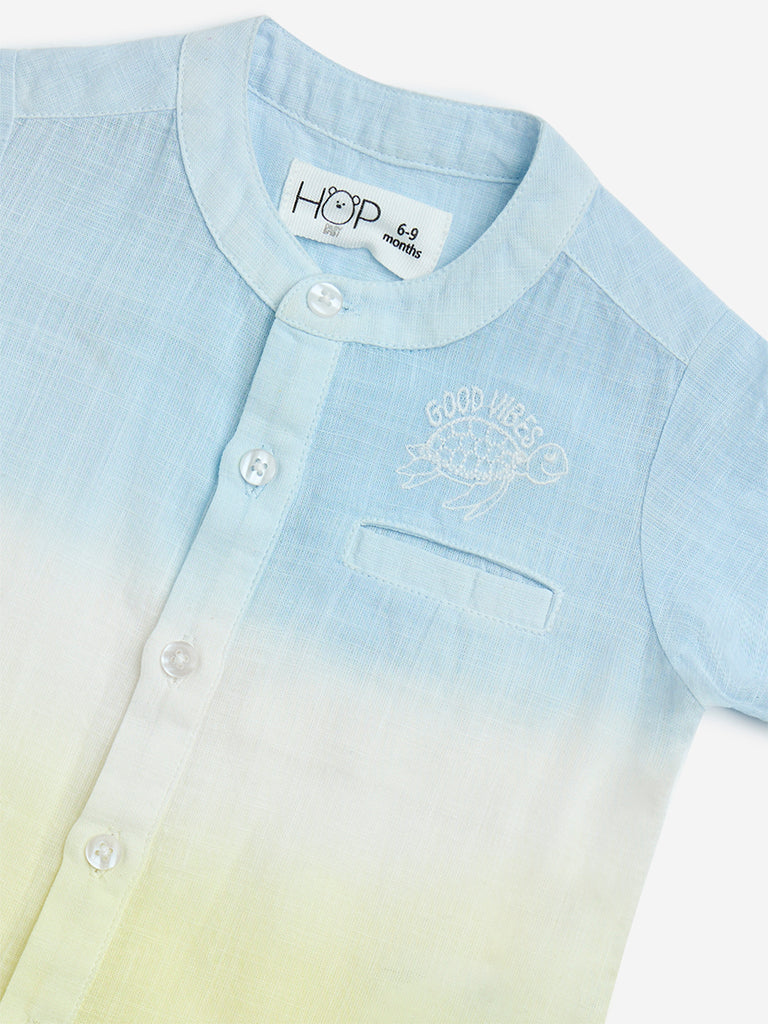 HOP Baby Blue Ombre-Finish Cotton Shirt - Image 3
