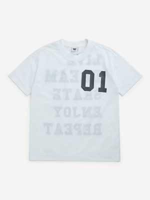 Y&F Kids White Text Printed T-Shirt