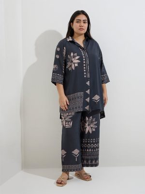 Diza Black Printed Palazzos