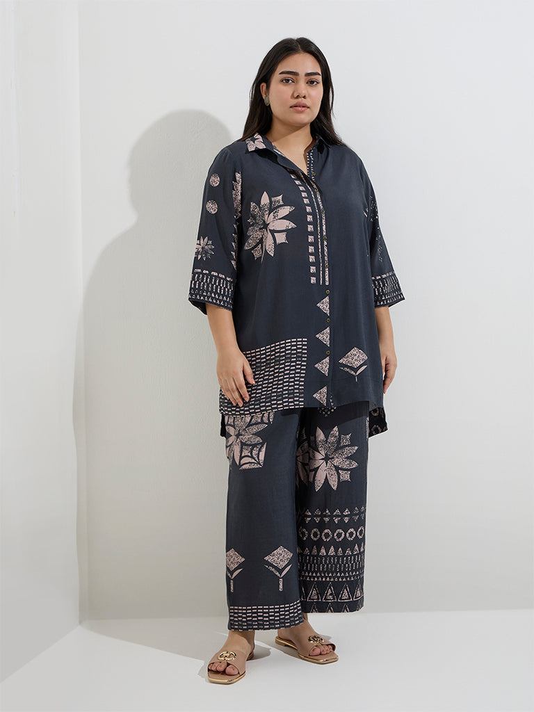 Diza Black Printed Palazzos