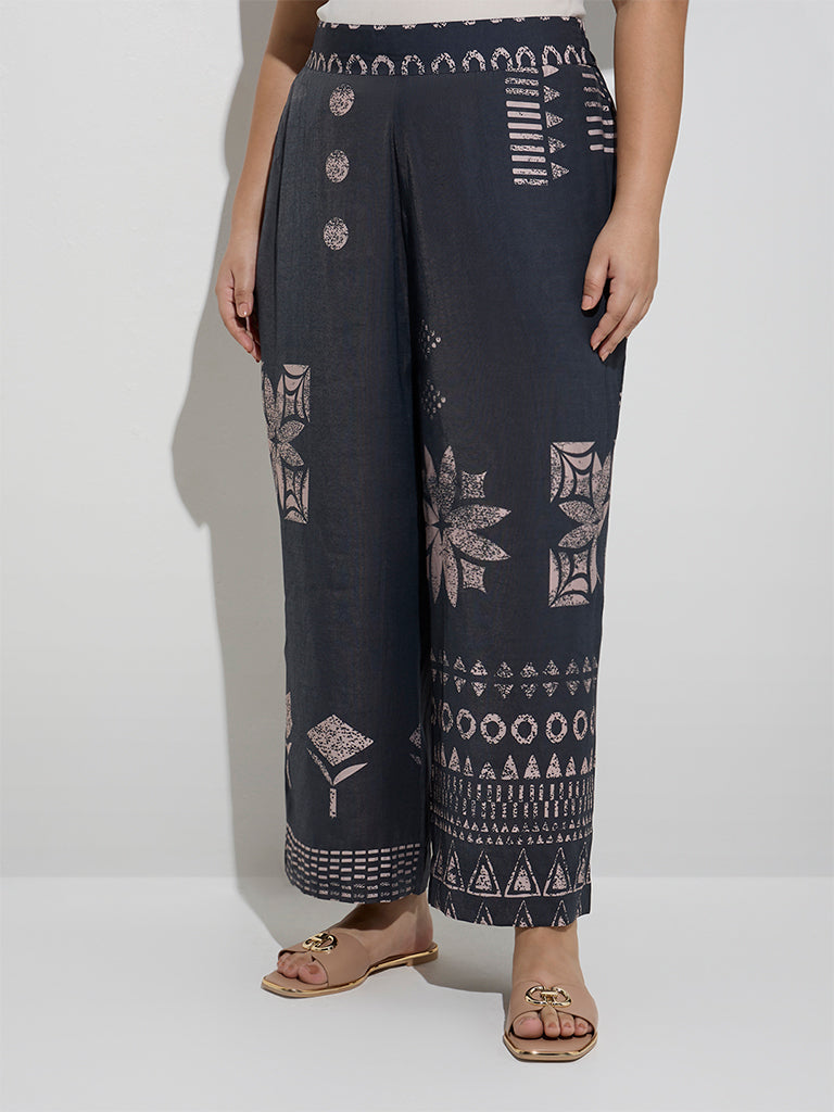 Diza Black Printed Palazzos - Image 2